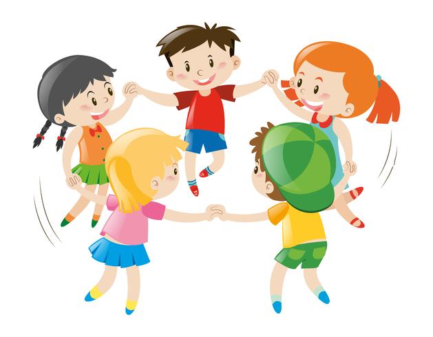 boys and girls holding hands vector